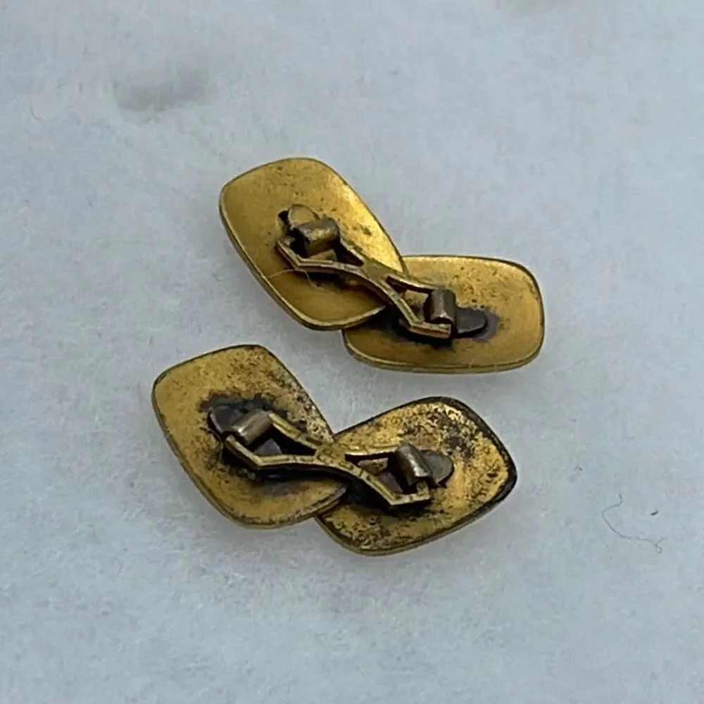 Antique-vintage gold plated cuff links and collar link.